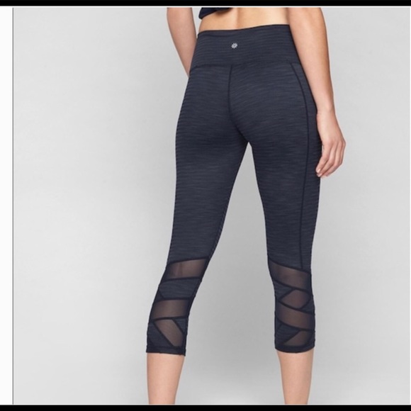 Athleta Pants - Athleta Jacquard Mantra capri leggings Navy Blue